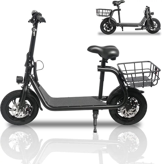 450W 36V Folding Sports Electric Scooters Bike E-Scooter with Seat Ebike Biycle Moped for Adult Commuter, Red