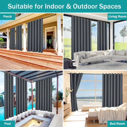 Privacy Outdoor Curtains Waterproof Garden Uv Exterior Curtain Street Gazebo Curtain for Patio Porch Pergola Terrace Cabana Pool