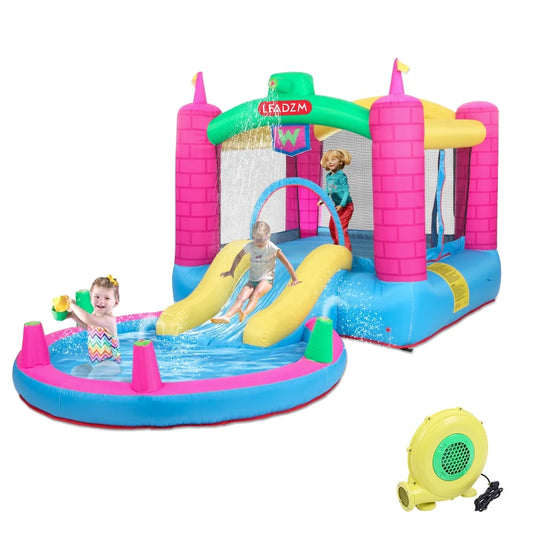 12.5' X 6.7' X 6.2' Inflatable Bounce House, Tank Jumper Water Spray Castle with 350W Air Blower